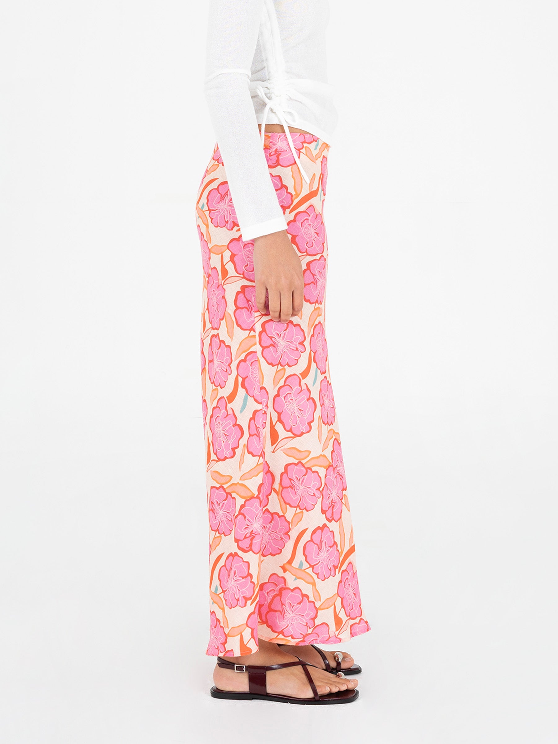 Marigold Pink Floral Print Skirt falda