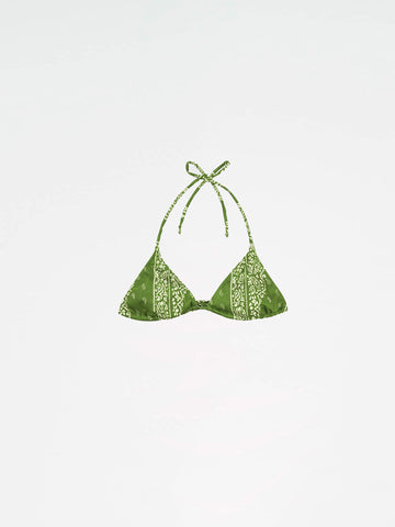 Master Green Paisley-Style Print Bikini Top