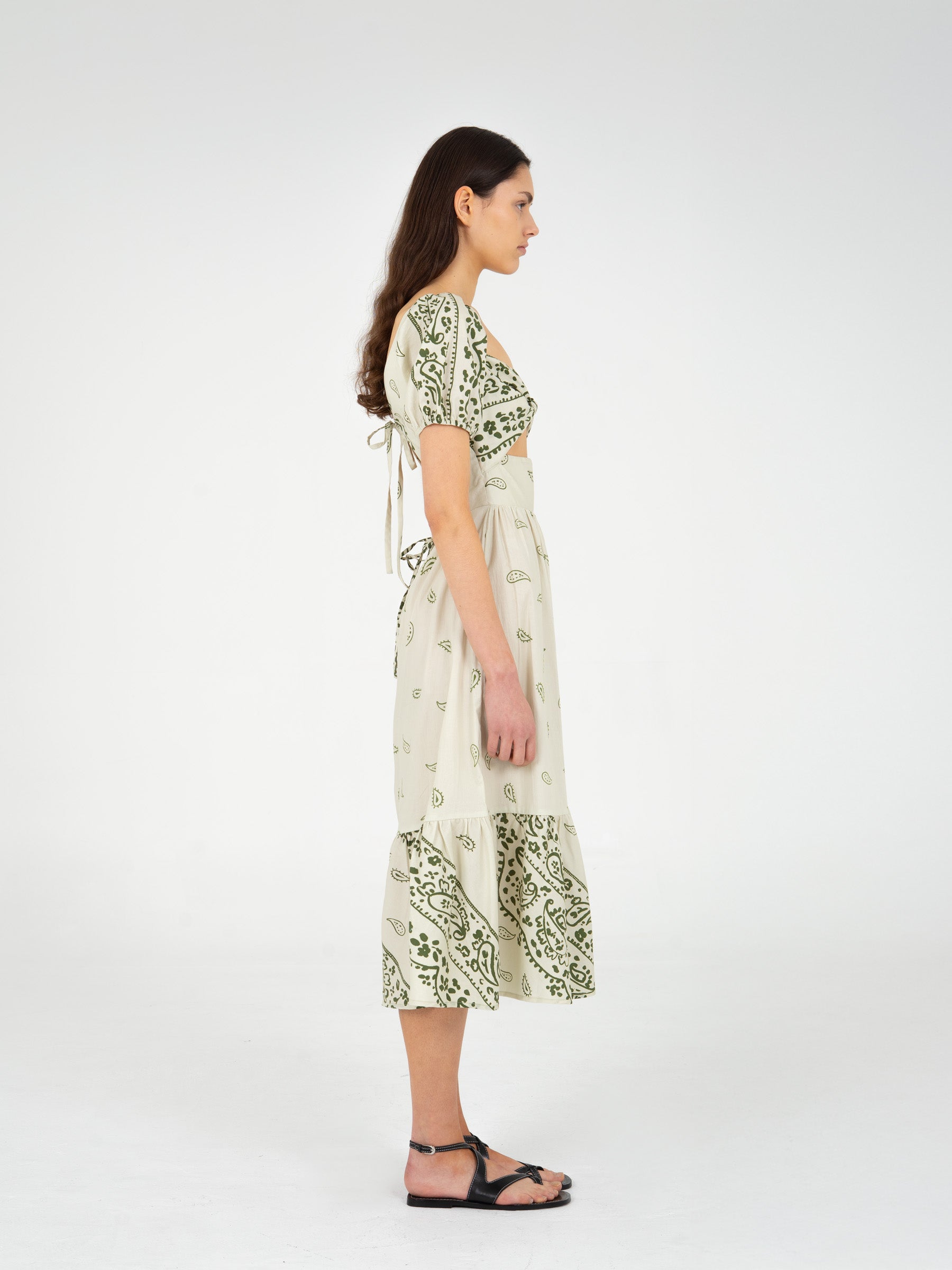 Master Green Paisley-Style Print Maxi Dress pantalones