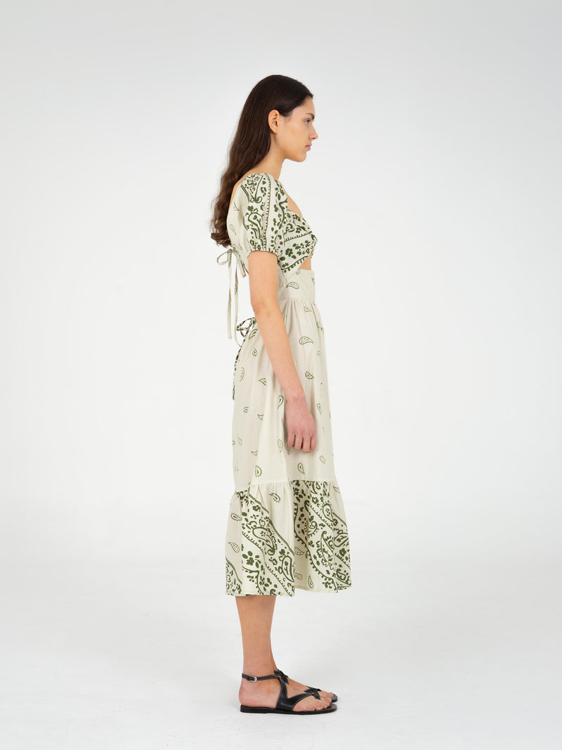 Master Green Paisley-Style Print Maxi Dress pantalones