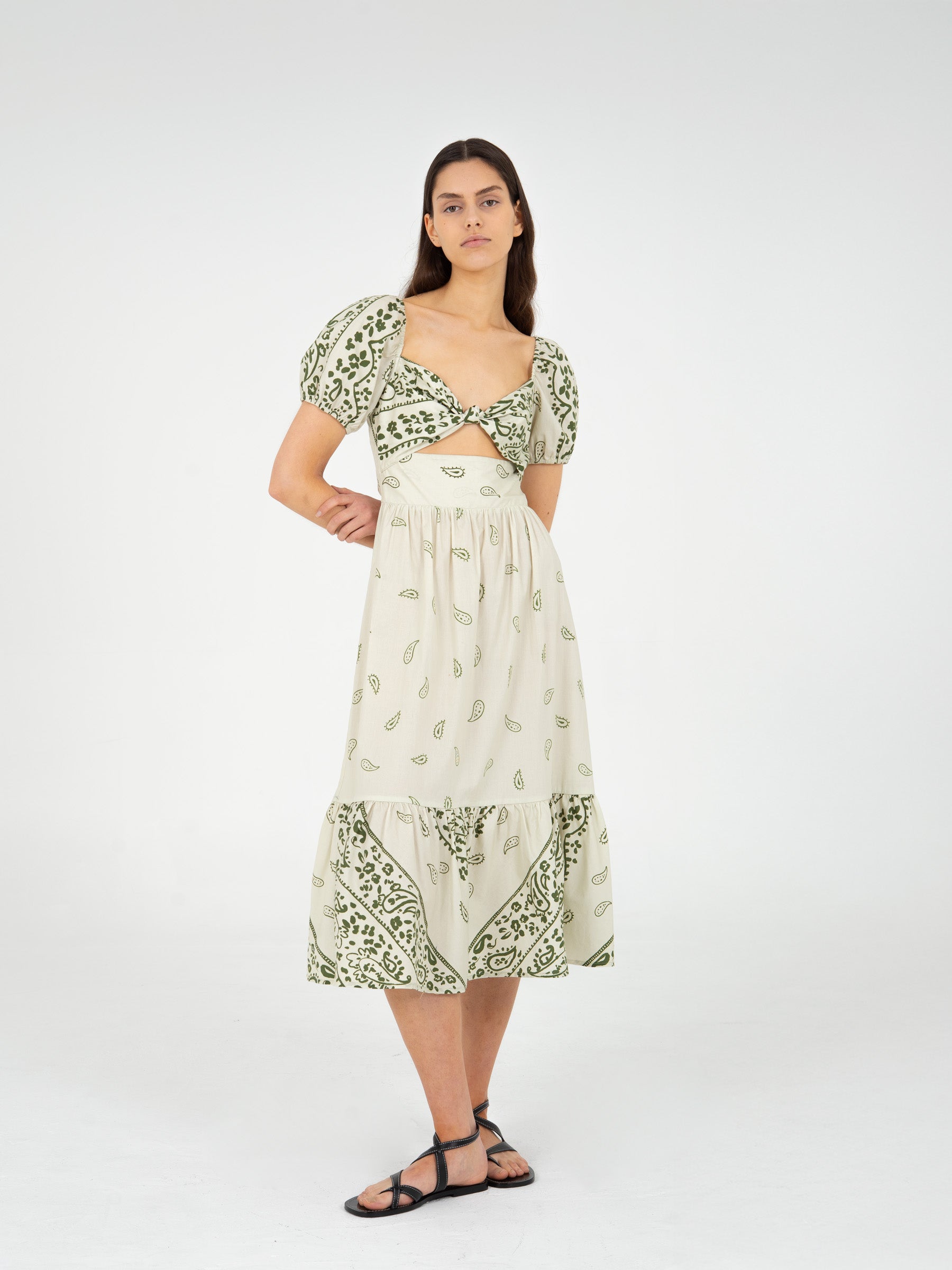 Master Green Paisley-Style Print Maxi Dress pantalones