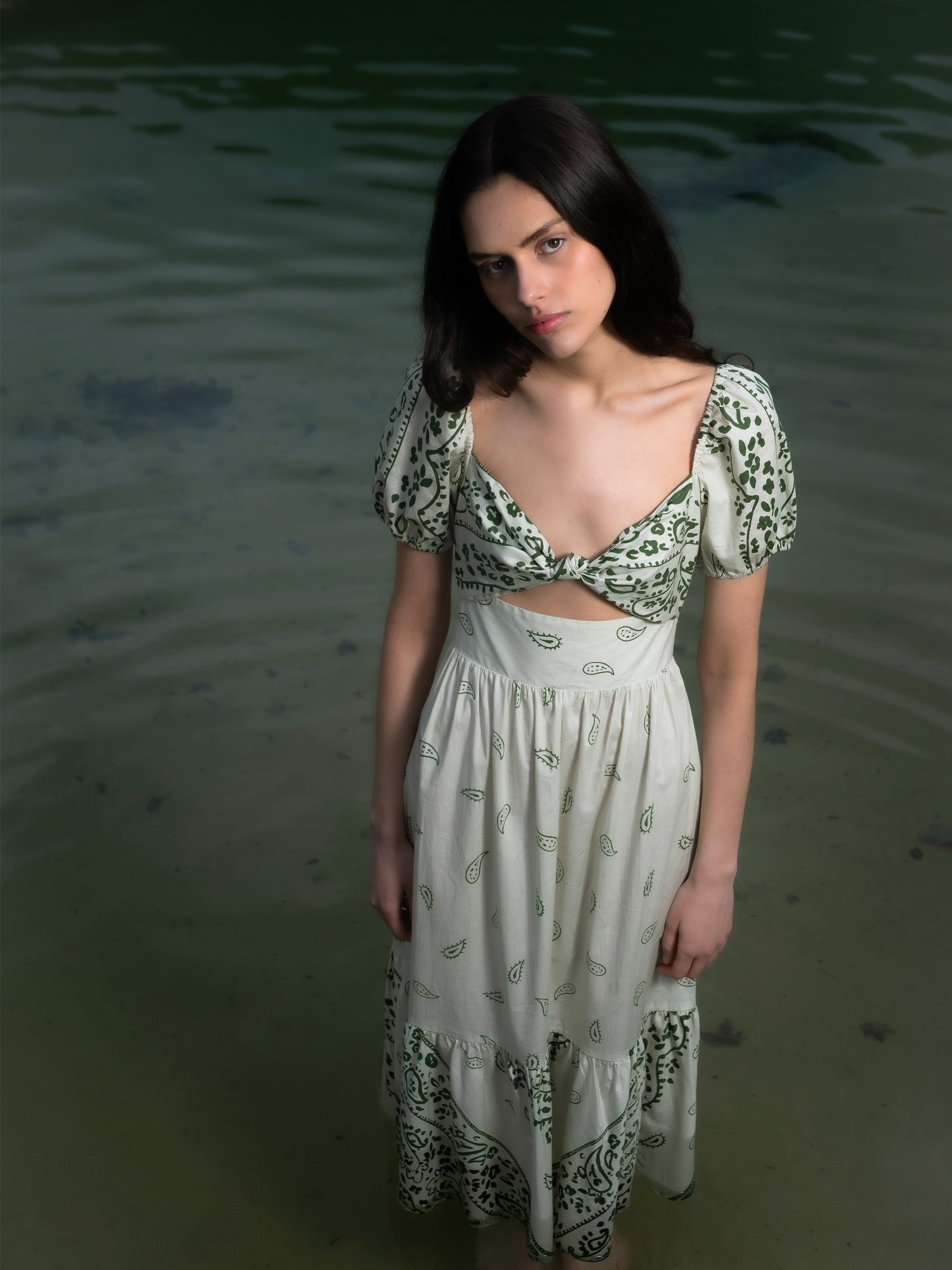 Master Green Paisley-Style Print Maxi Dress pantalones