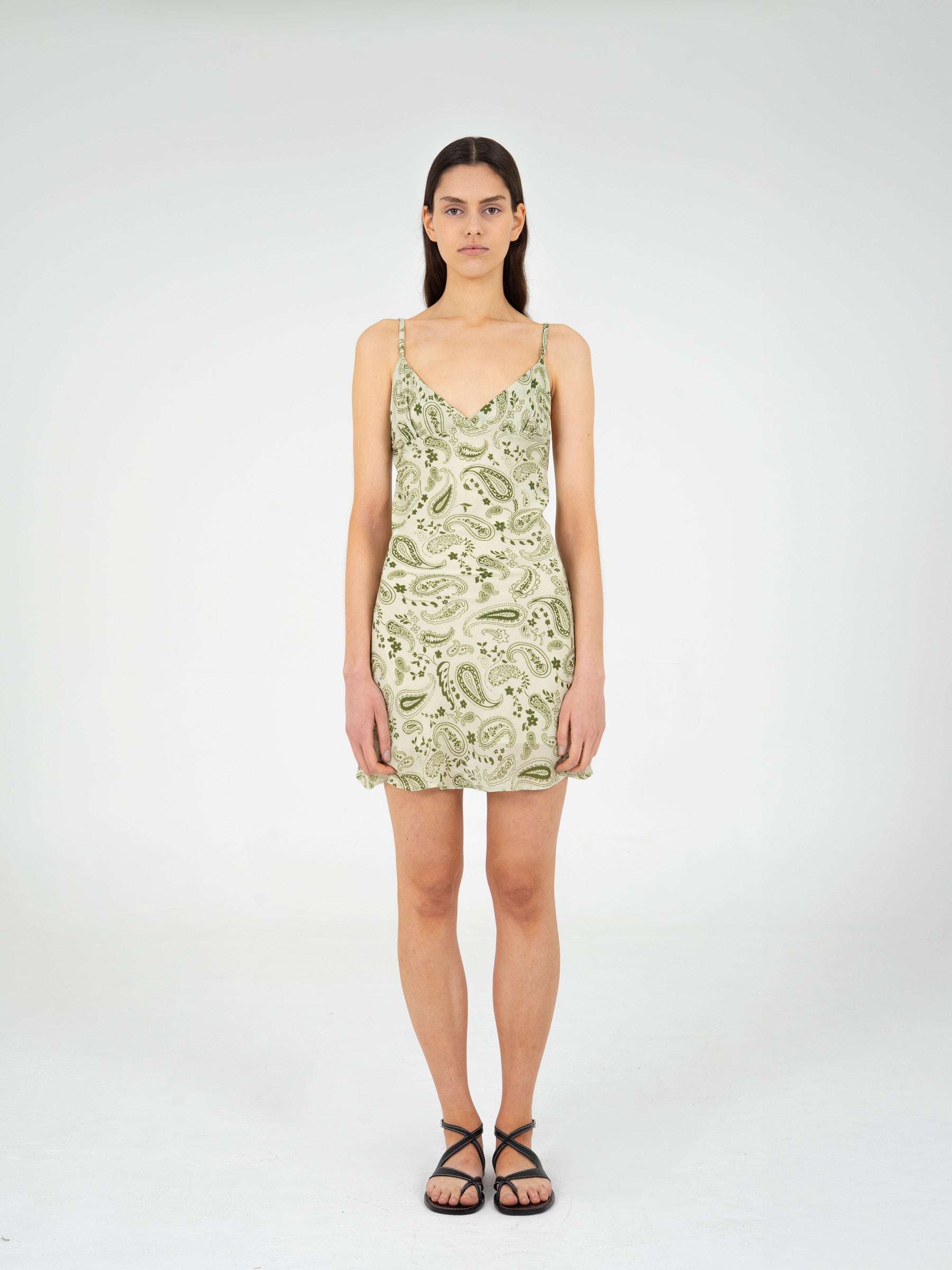Master Green Paisley-Style Print Mini Dress vestidos