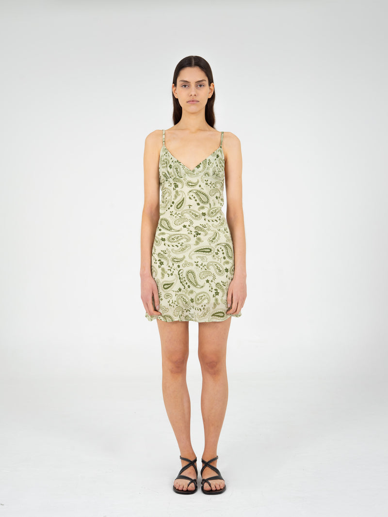 Master Green Paisley-Style Print Mini Dress vestidos