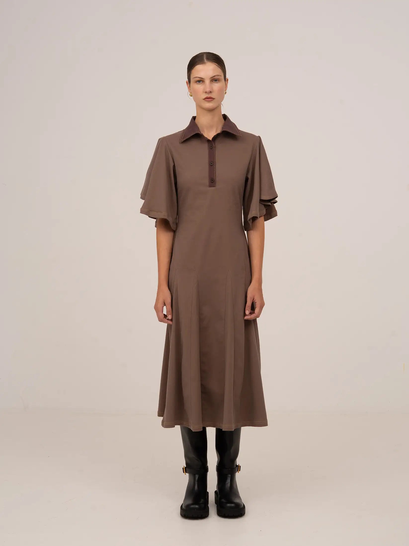 brown midi dress with sleeves Buy Friends Like These Chocolate Brown Long Sleeve Belted Cosy Midi Dress from Next USA