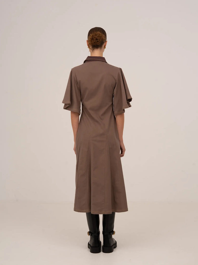 Mocha Brown Midi Dress