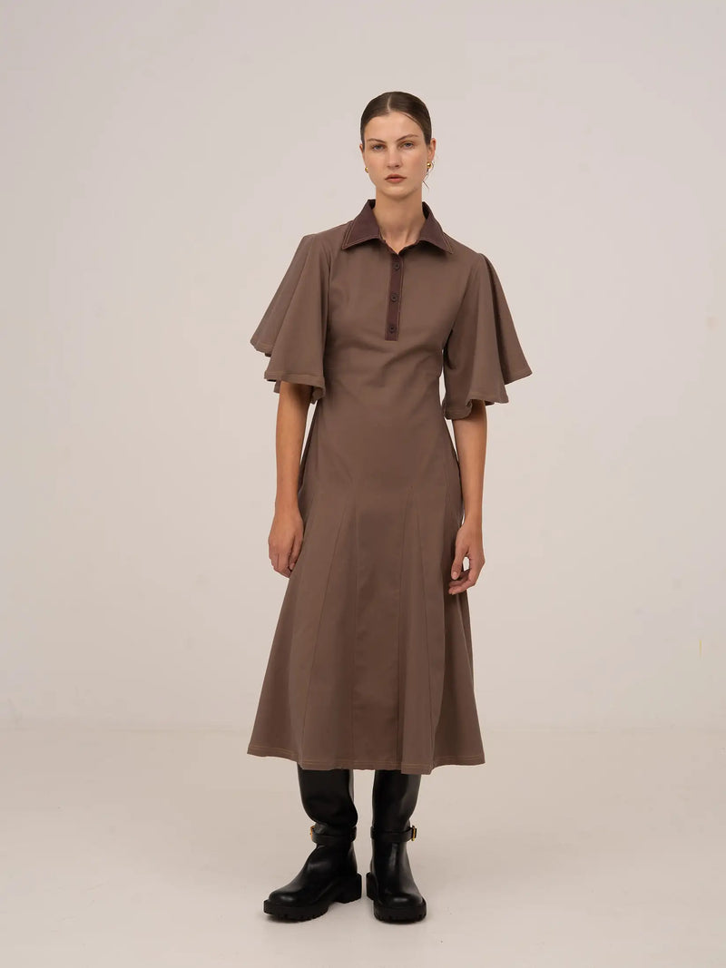 Mocha Brown Midi Dress