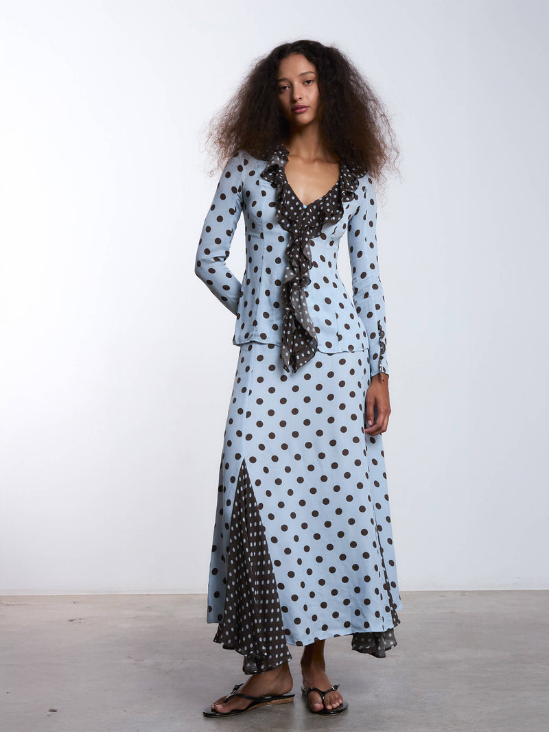 New Blue Polka Dot Skirt falda