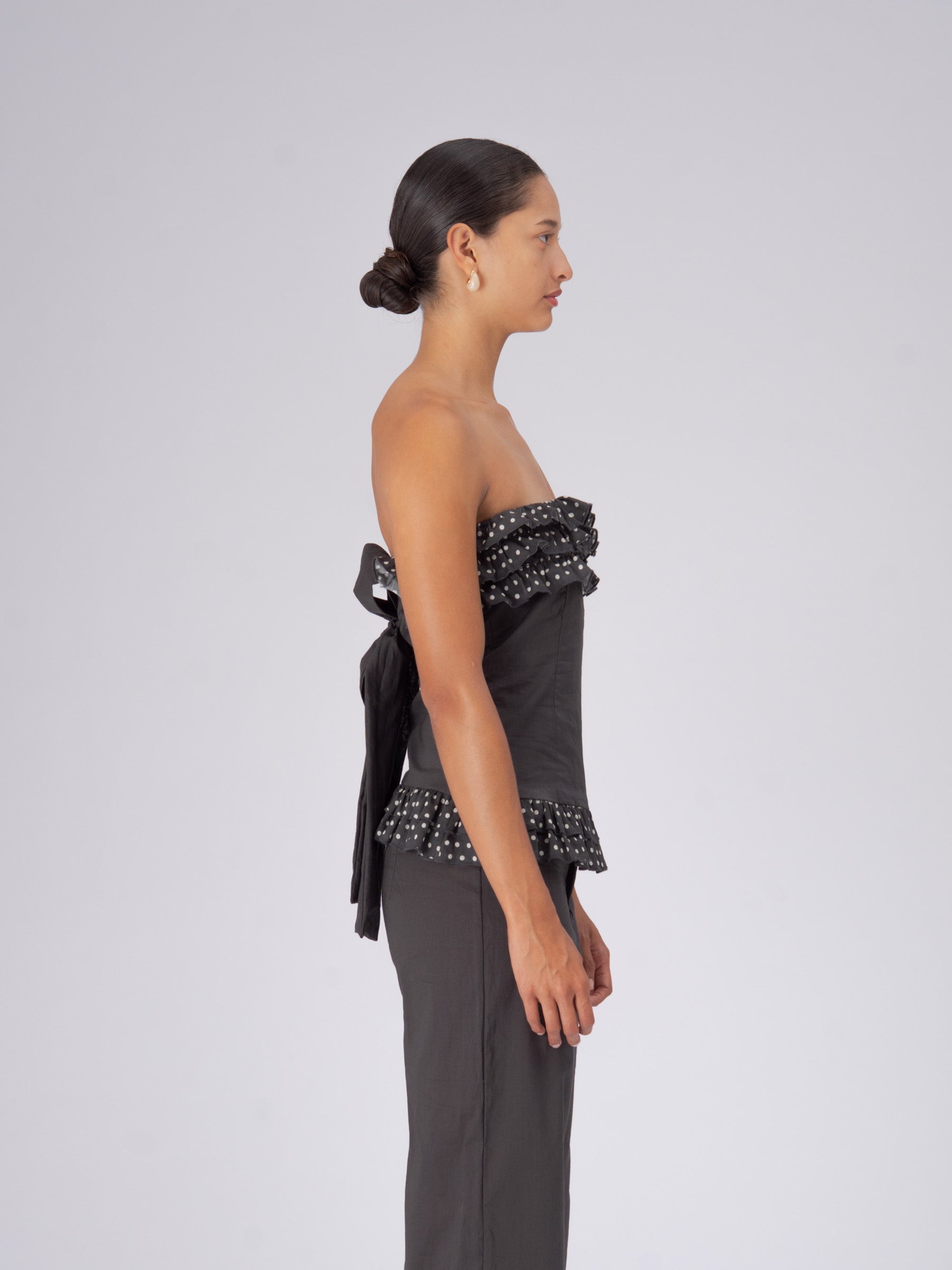 Night Noctis Brown Polka Dot Top top