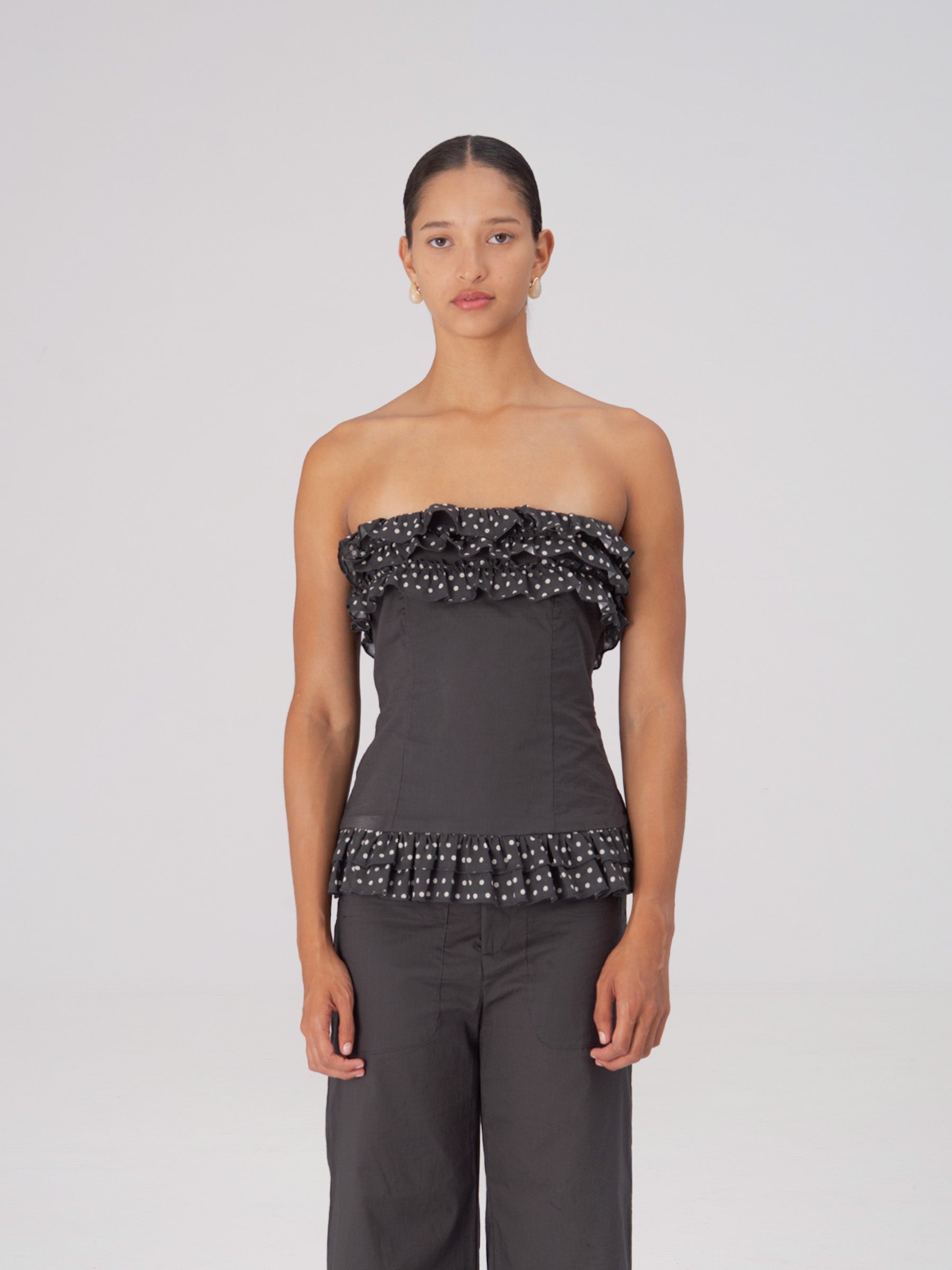 Night Noctis Brown Polka Dot Top top