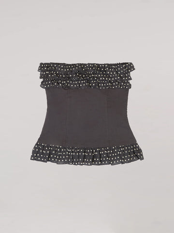 Night Noctis Brown Polka Dot Top