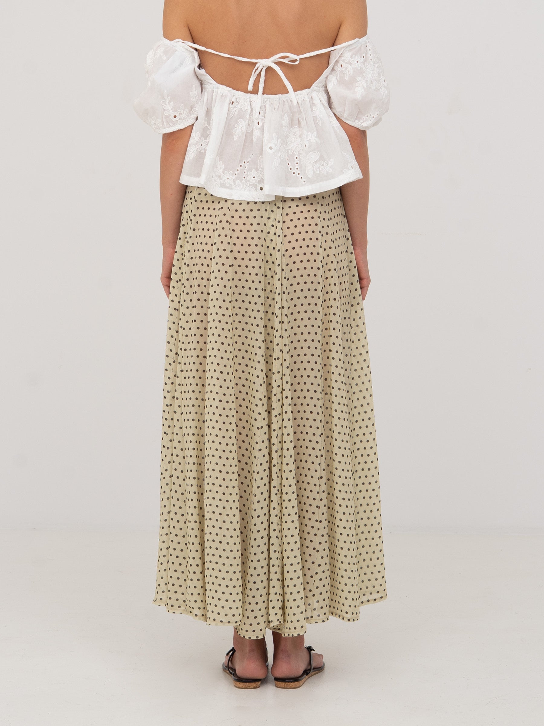 Night Noctis polka dot skirt with a flowing, lightweight cut
