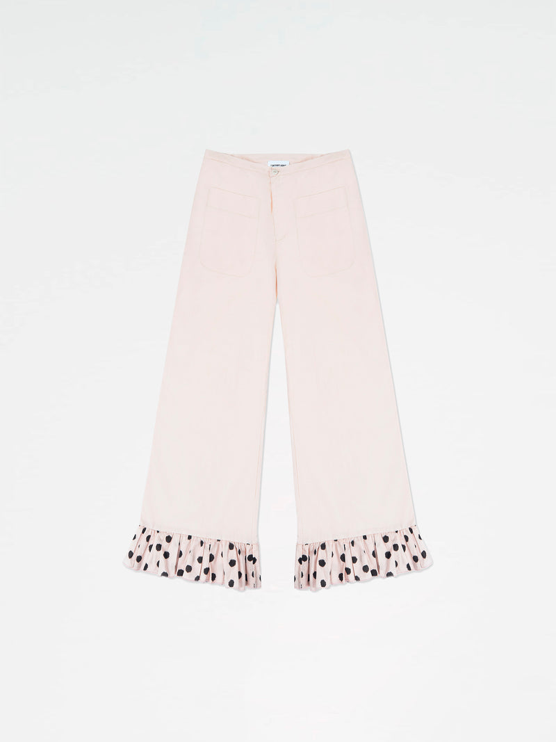 Noctis Beige Polka Dot Print Pants pantalones