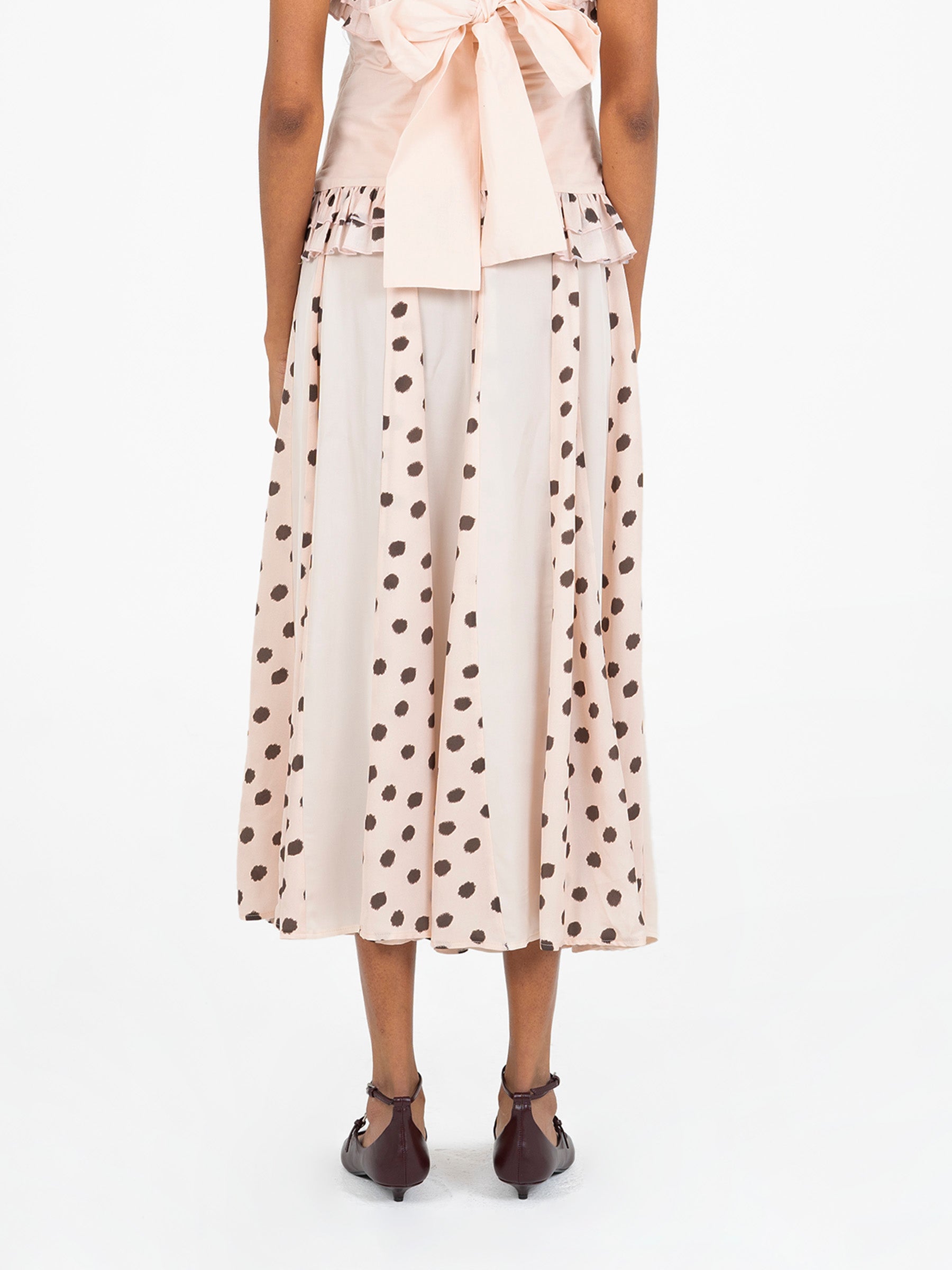 Noctis Beige Polka Dot Print Skirt falda