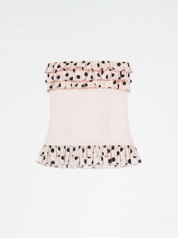 Noctis Beige Polka Dot Print Top