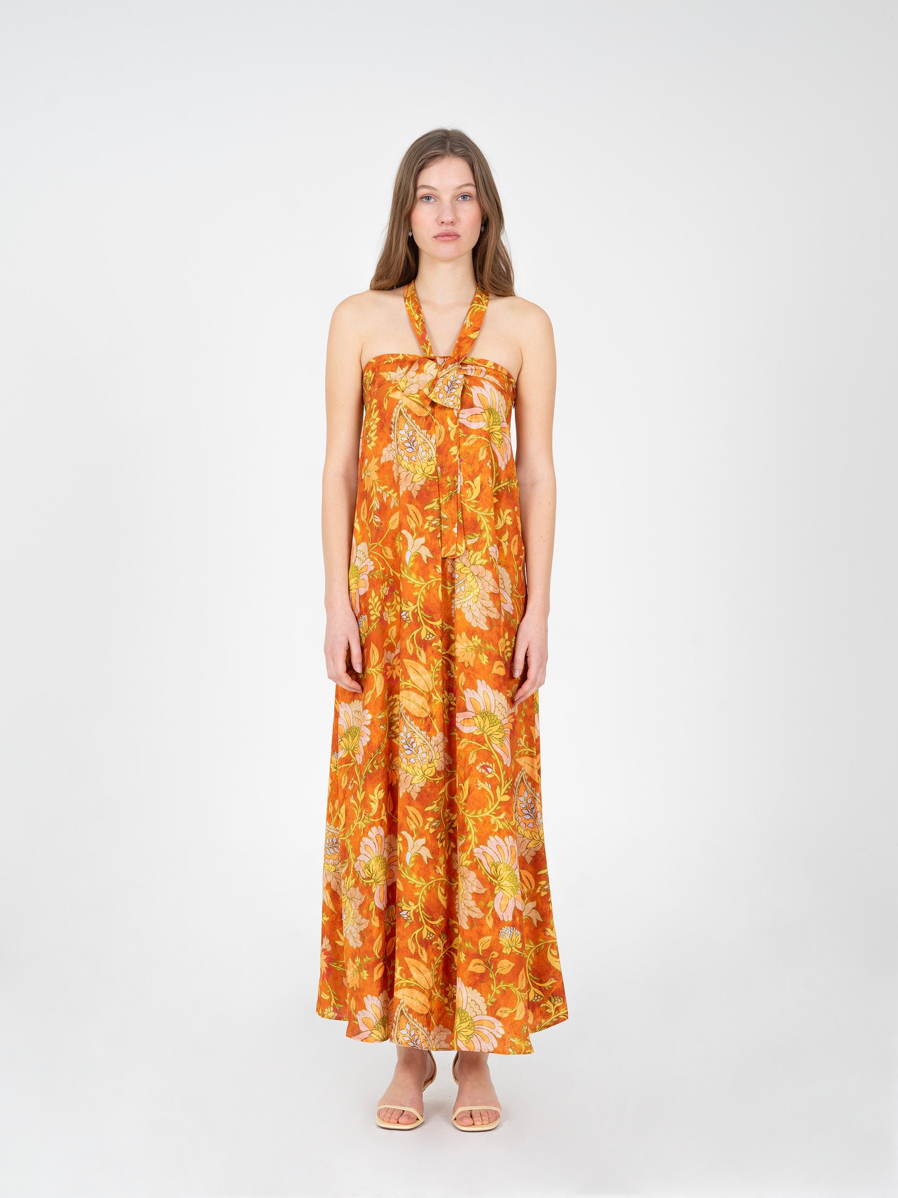 Orange floral print maxi dress Orange floral print maxi dress