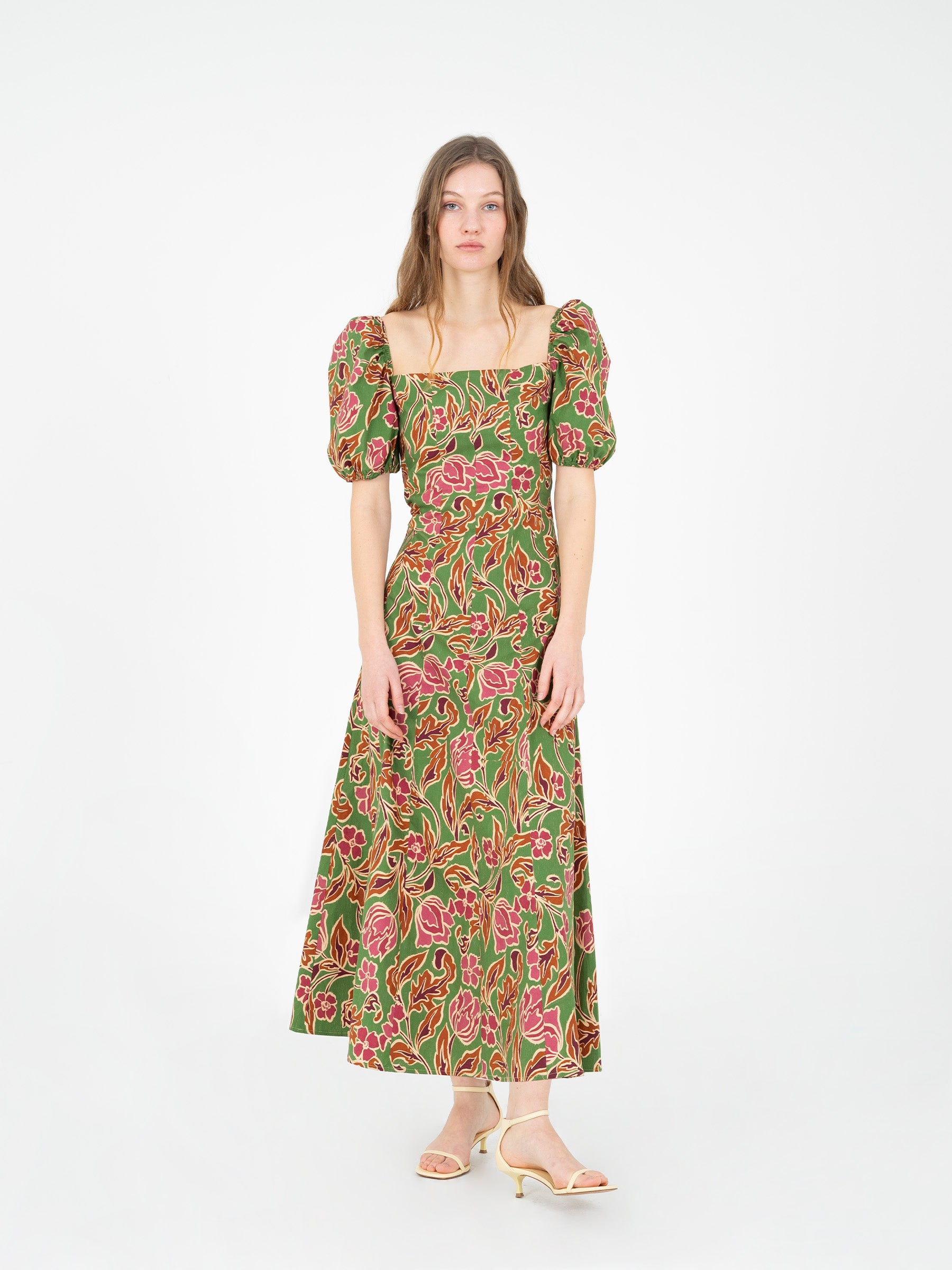 Orion Green Floral Print Dress vestidos