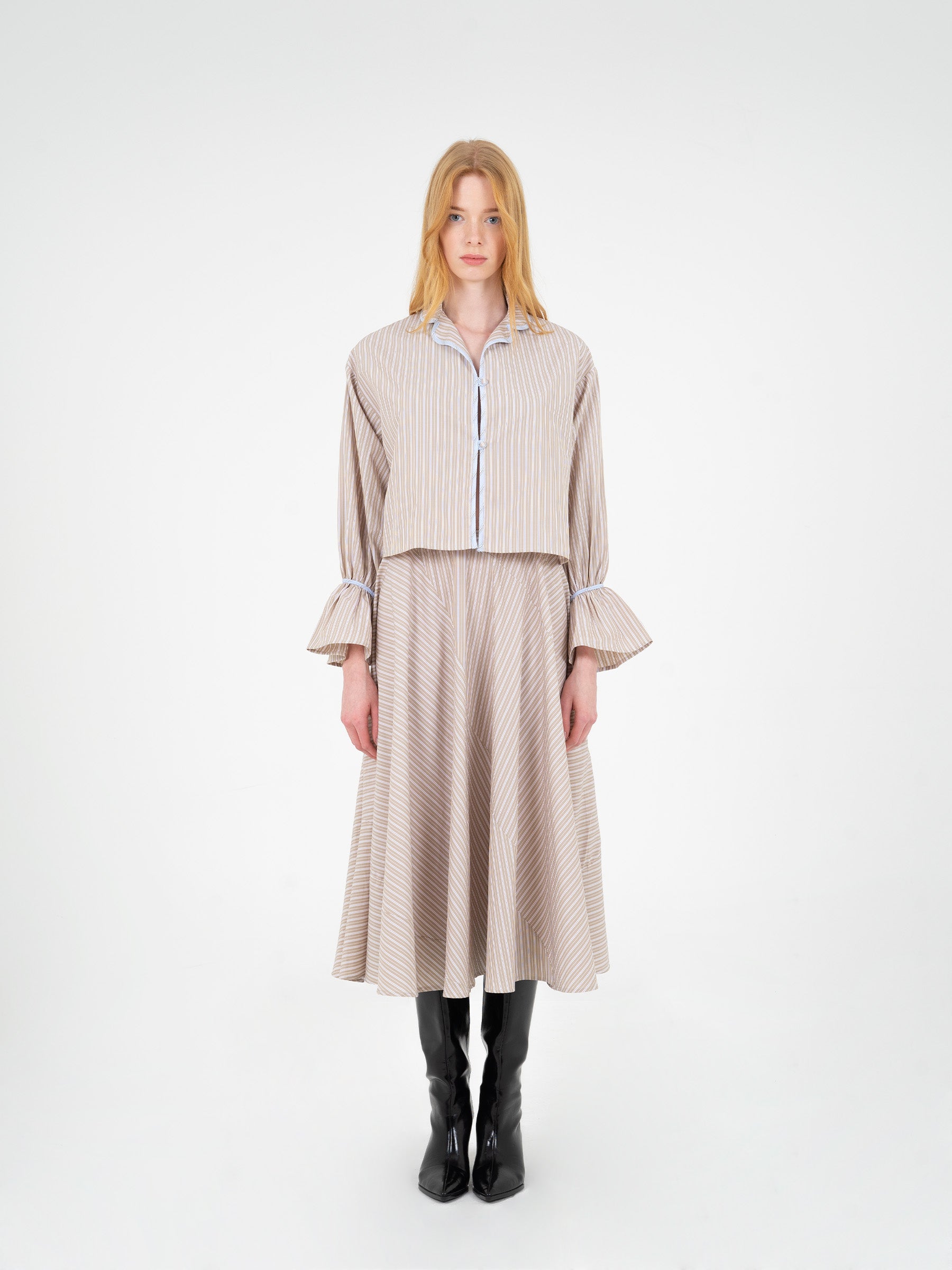 Overpass Beige Striped Skirt falda