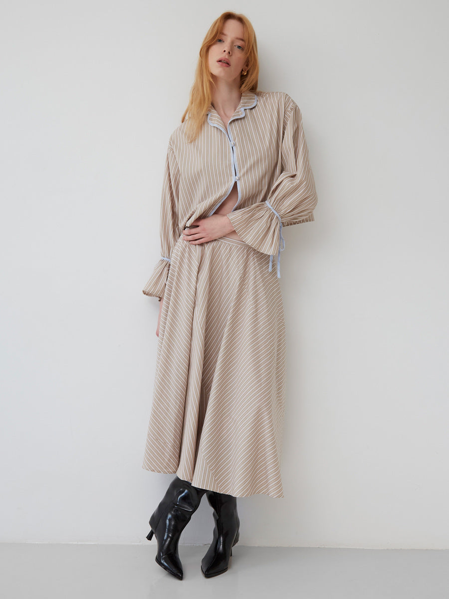 Overpass Beige Striped Skirt falda