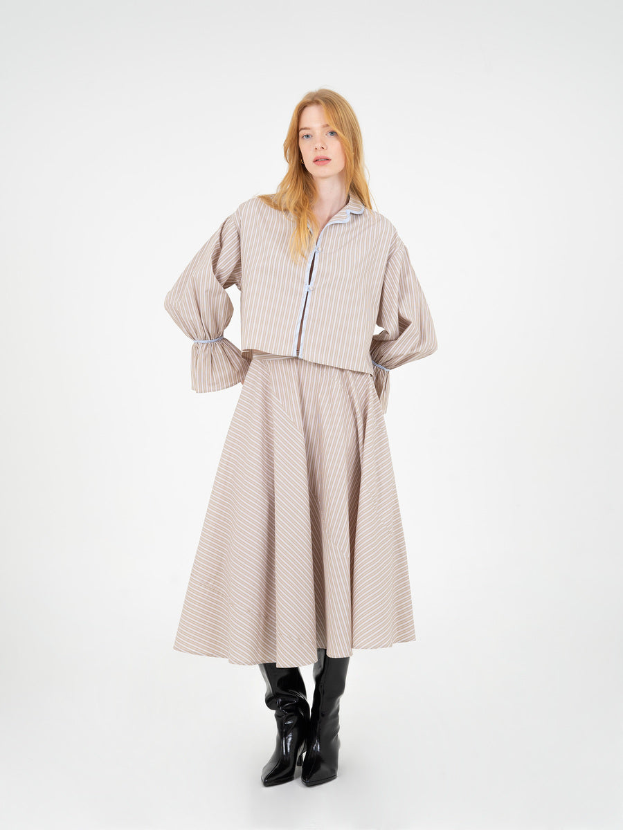 Overpass Beige Striped Skirt falda