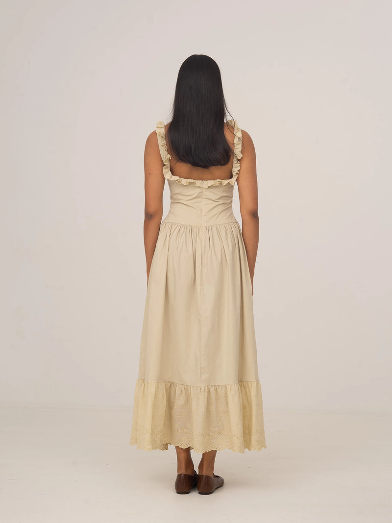 Parfum Cream Maxi Dress