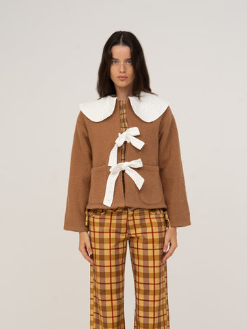 Parfum Babydoll Collar Brown Jacket