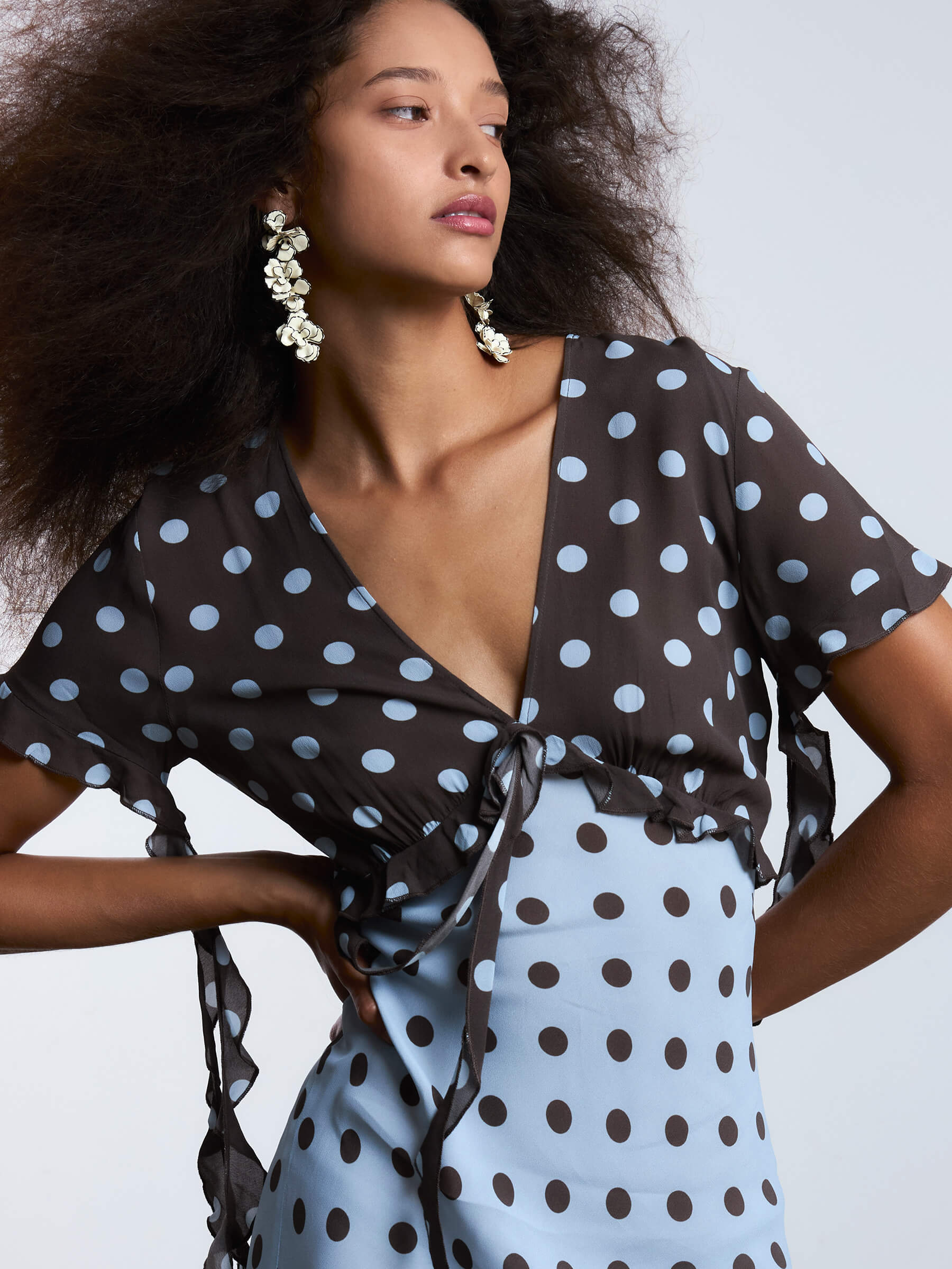 Paris Polka Dot Two-Tone Midi Dress with Polka Dots Paris Polka Dot Two-Tone Midi Dress with Polka Dots