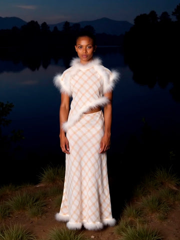 Plaid Balance Feather Skirt