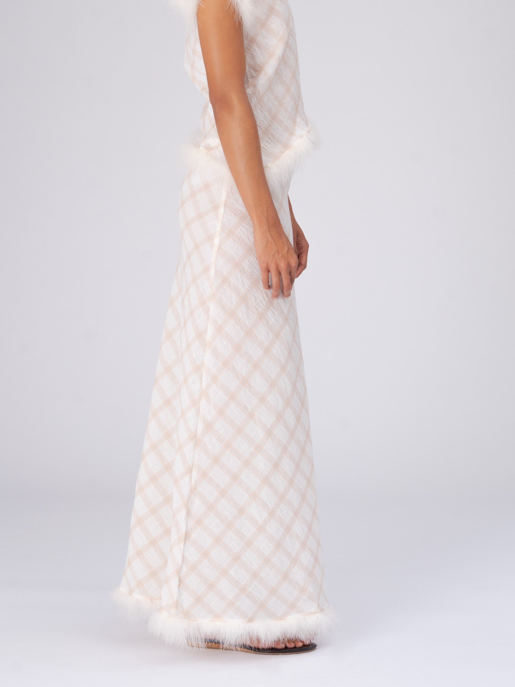 Plaid Balance Feather Skirt falda