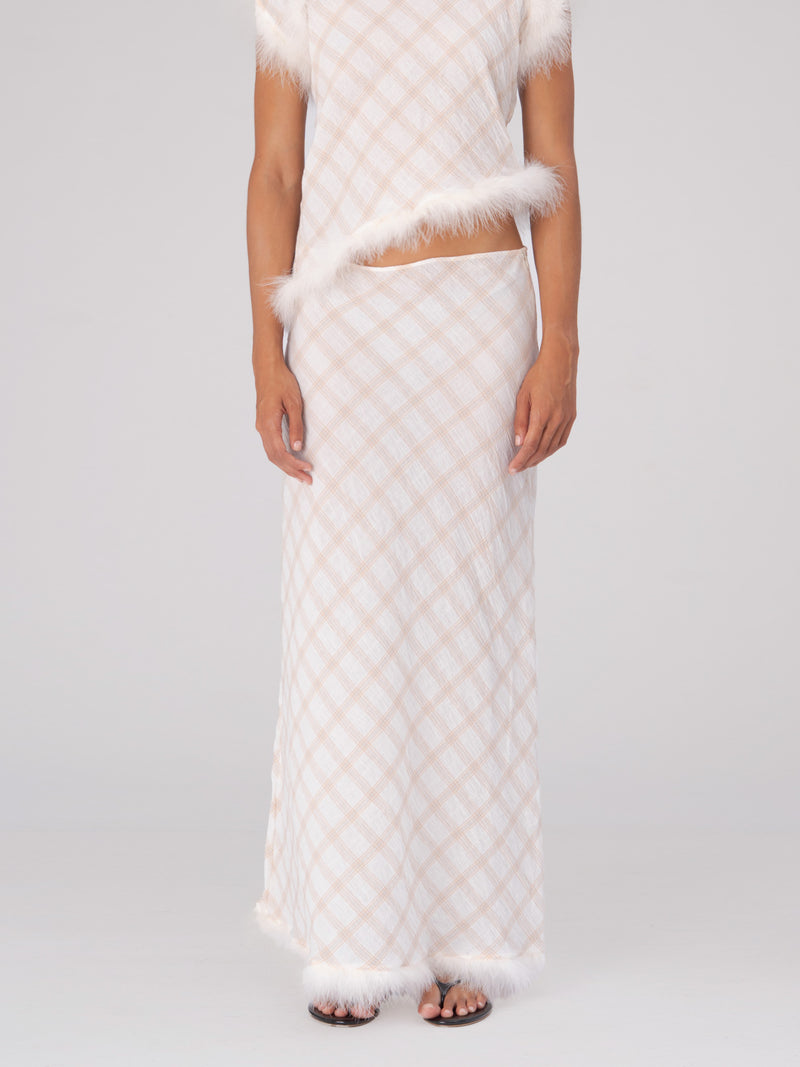 Plaid Balance Feather Skirt falda