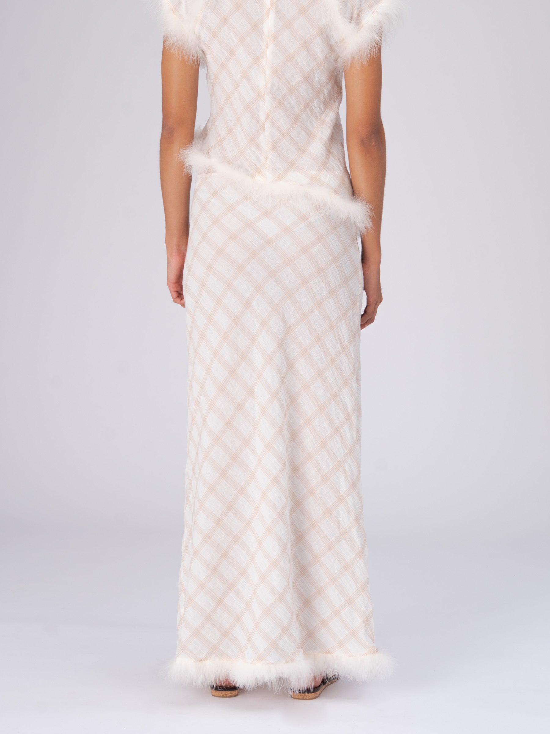 Plaid Balance Feather Skirt falda