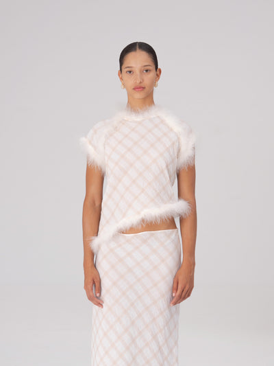 Plaid Balance Feather Top