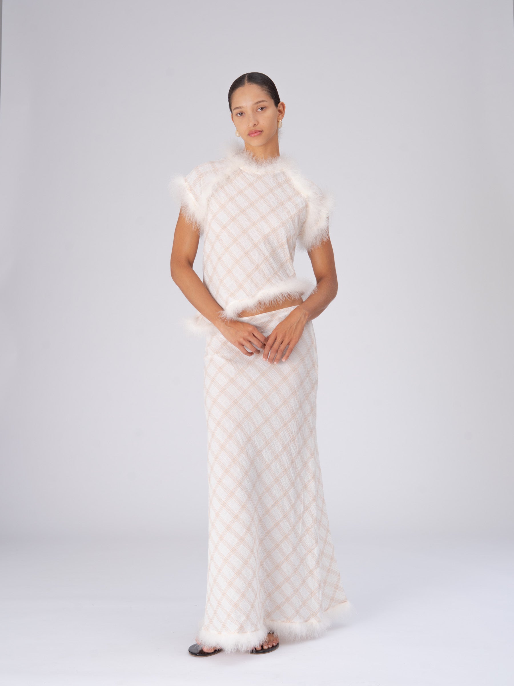 Plaid Balance Feather Top top