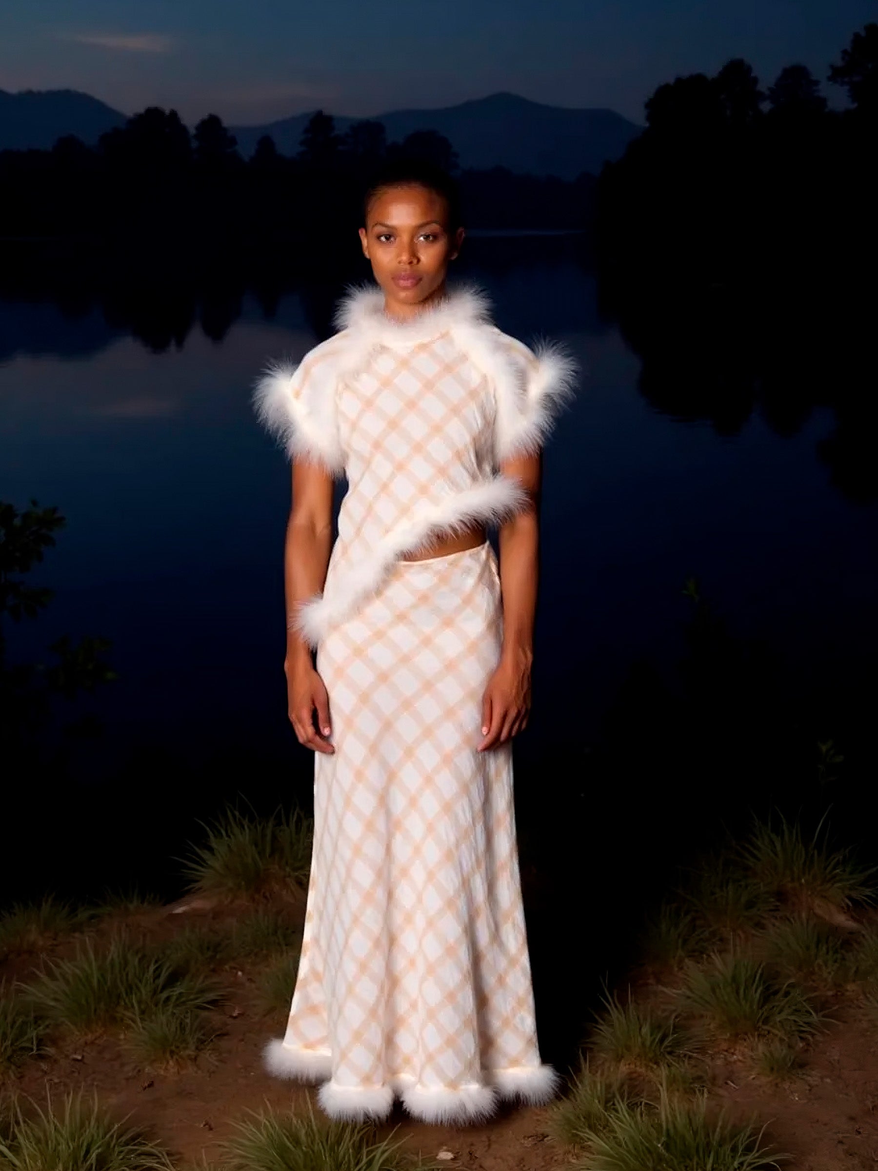 Plaid Balance Feather Top top