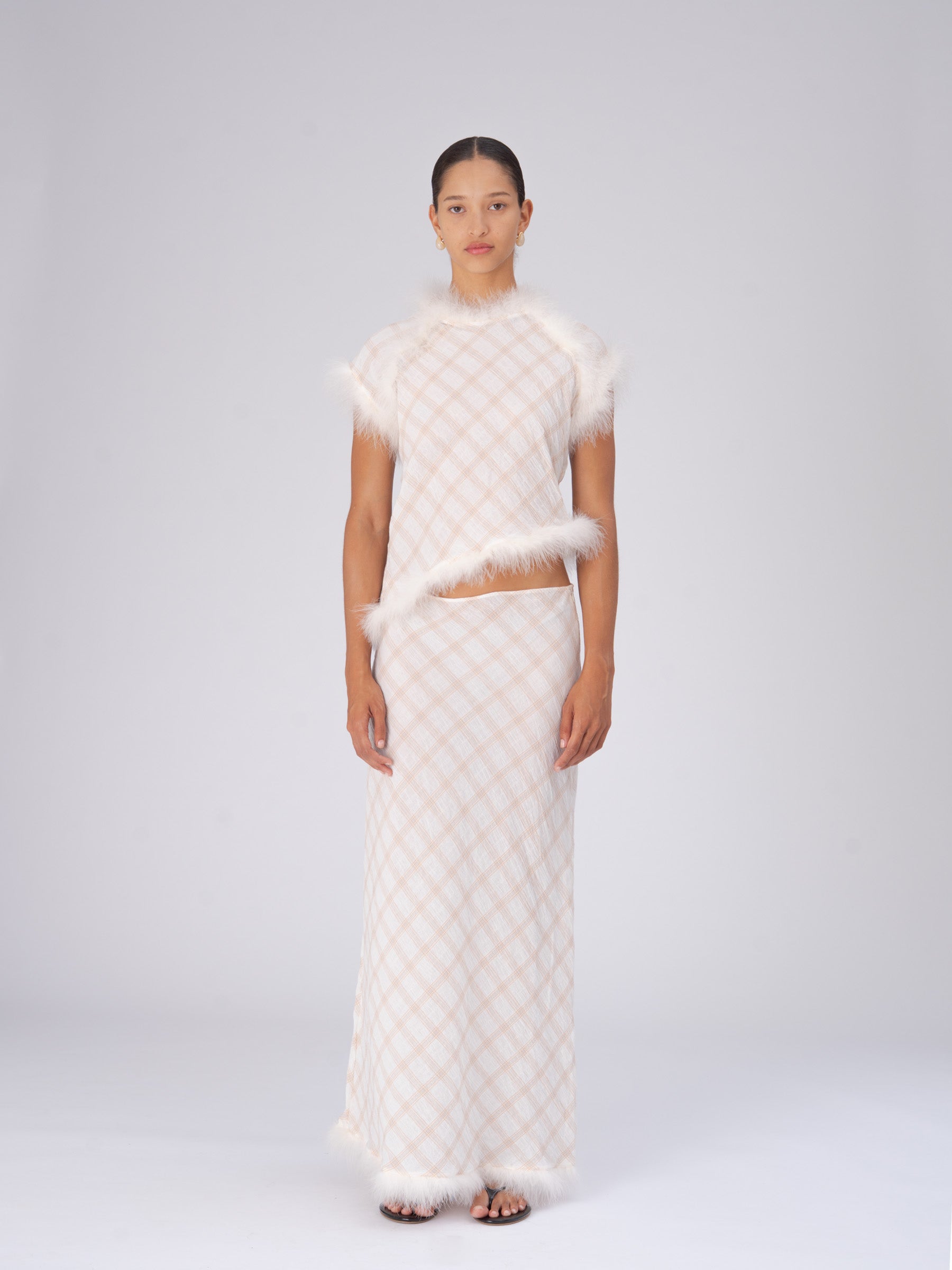 Plaid Balance Feather Top top