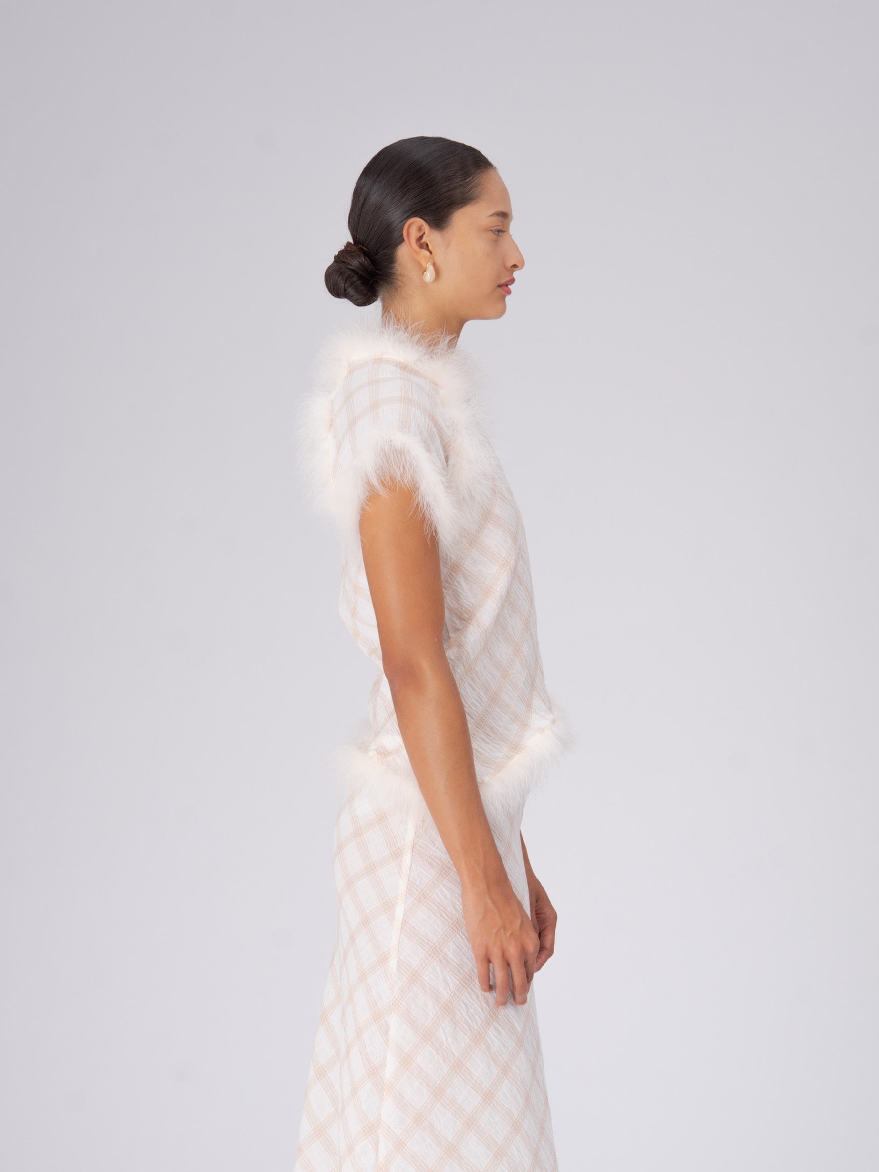 Plaid Balance Feather Top top