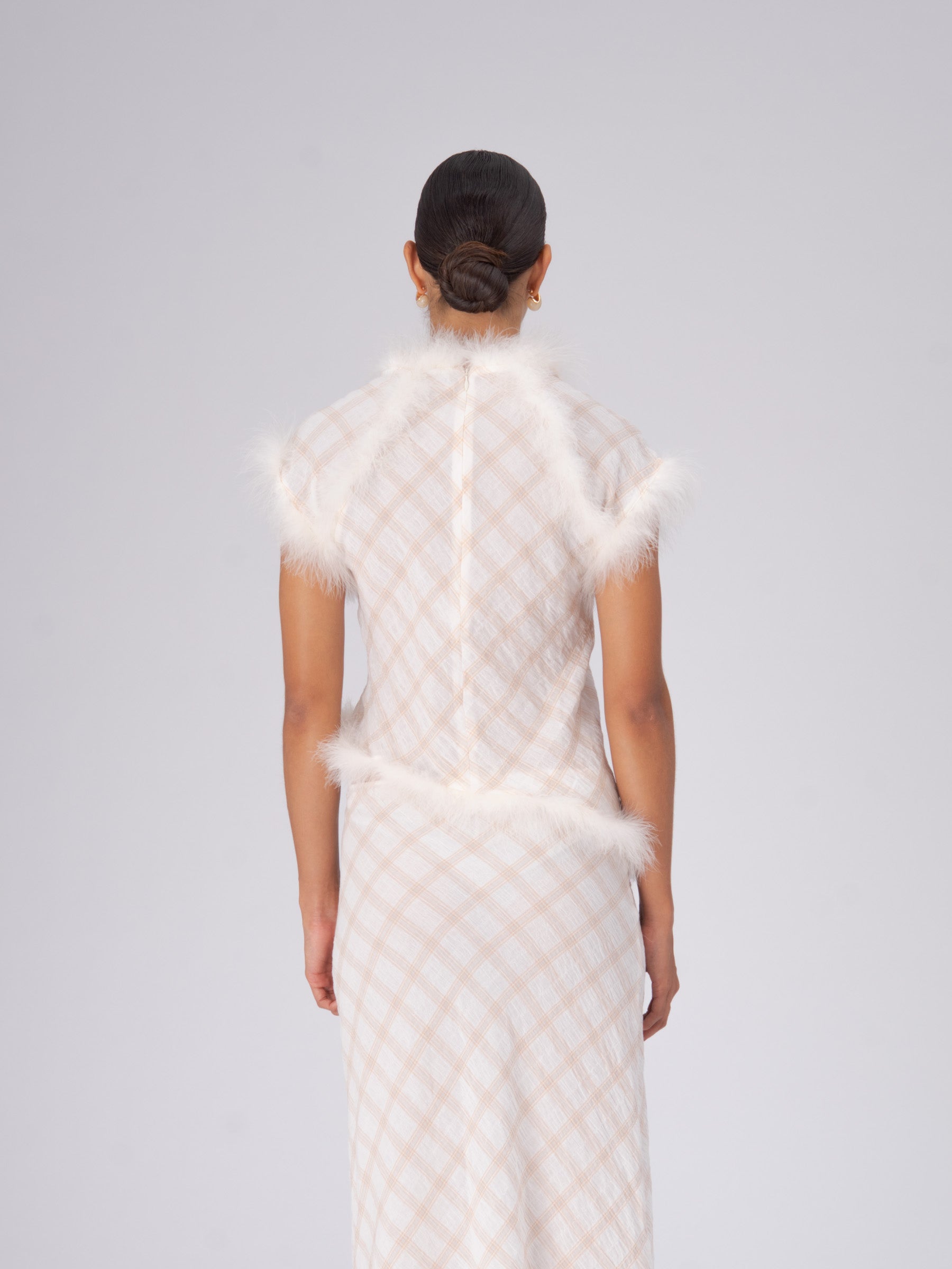 Plaid Balance Feather Top top