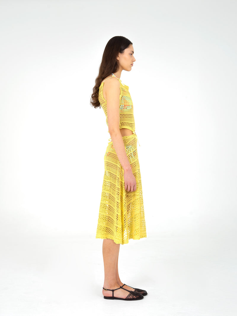 Potion Yellow Sheer Stretch Knit Dress camisas y camisetas