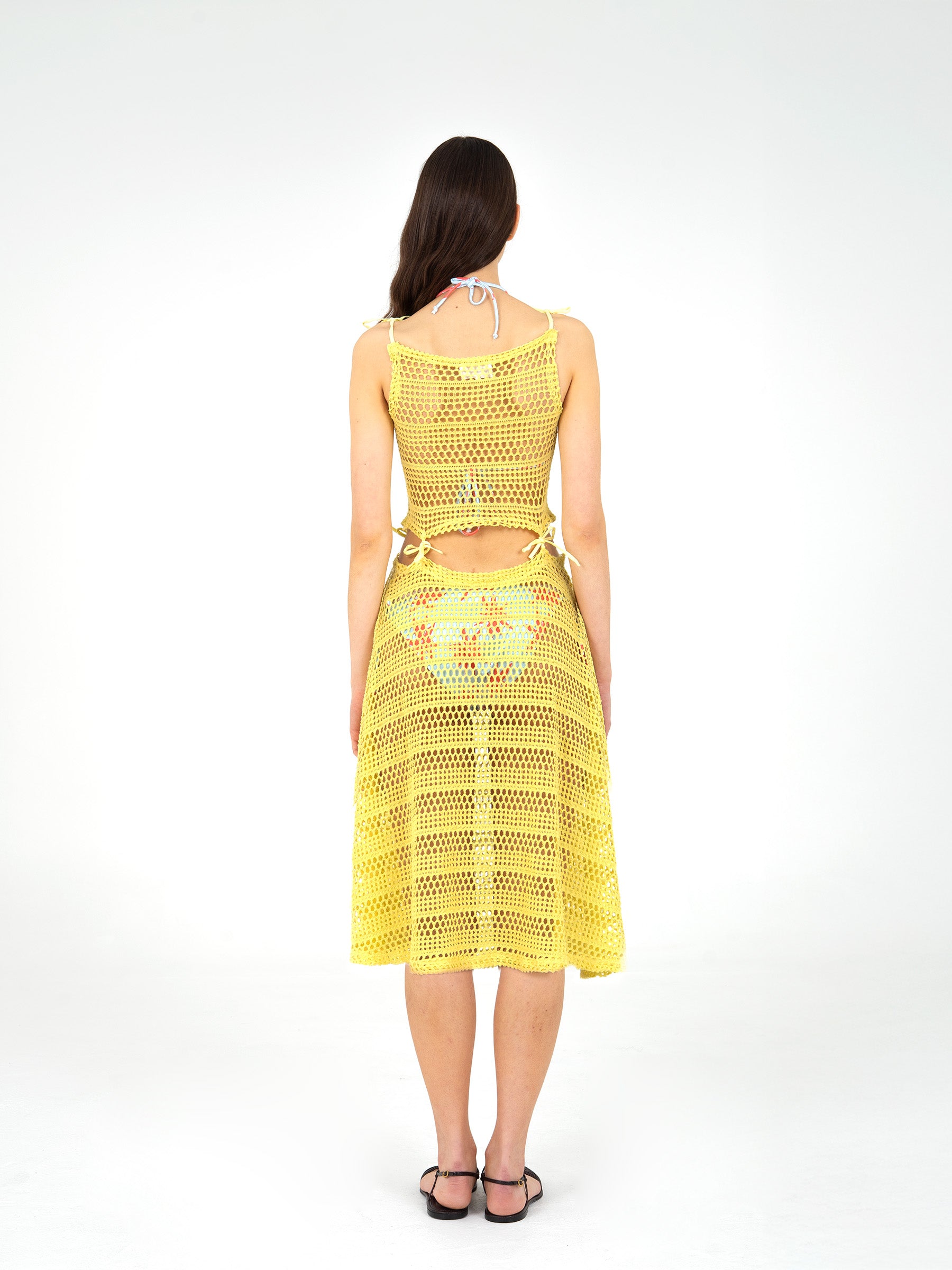 Potion Yellow Sheer Stretch Knit Dress camisas y camisetas