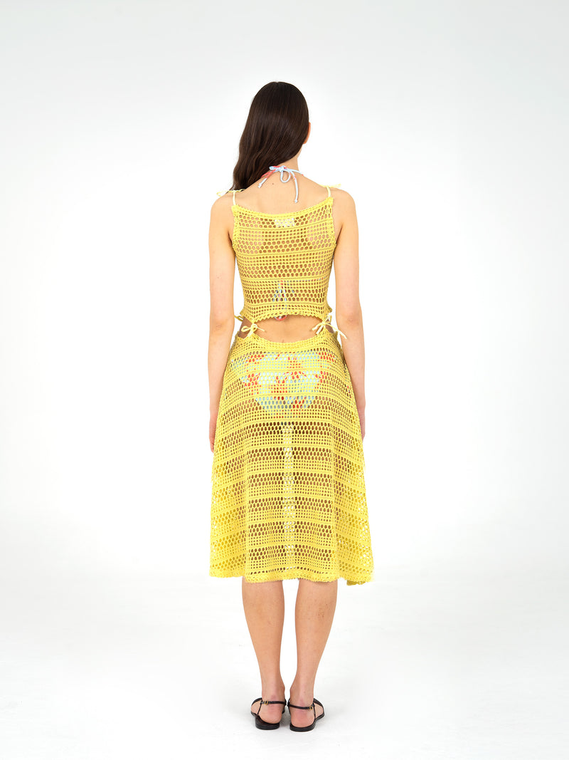 Potion Yellow Sheer Stretch Knit Dress camisas y camisetas