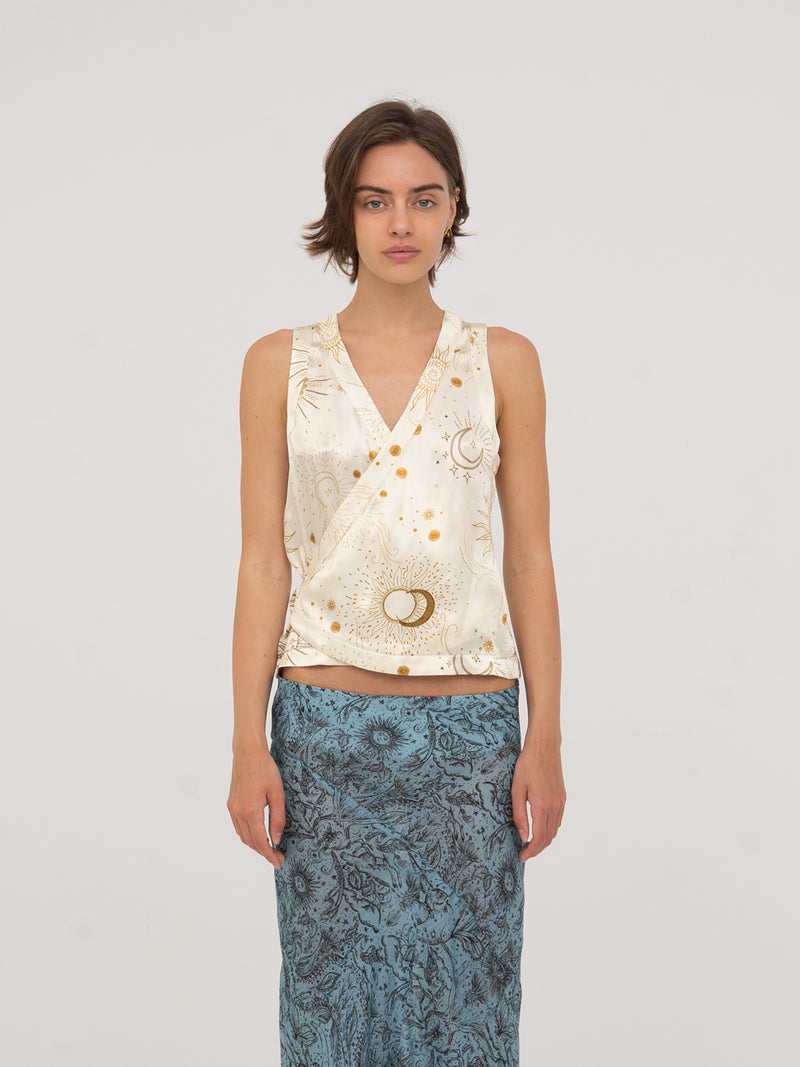Priest Solar System-Printed Vest top