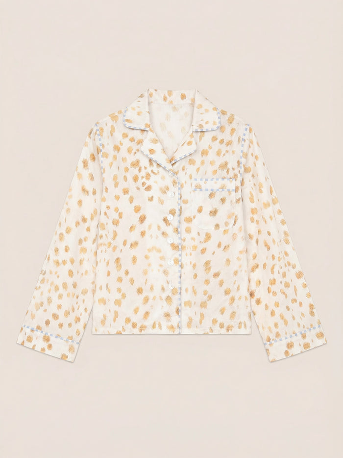 White Bambi Deer Print Pyjama Shirt