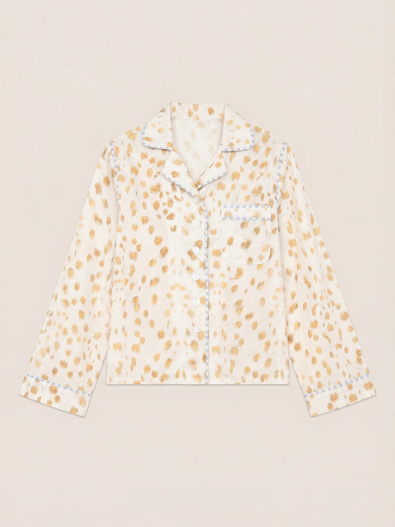 White Bambi Deer Print Pyjama Shirt