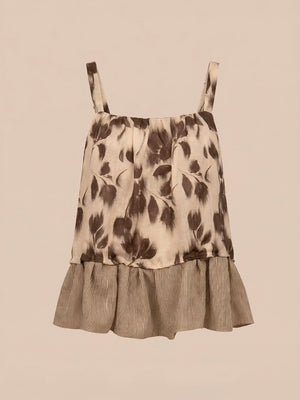 Bouquet Brown Flower Print Blouse
