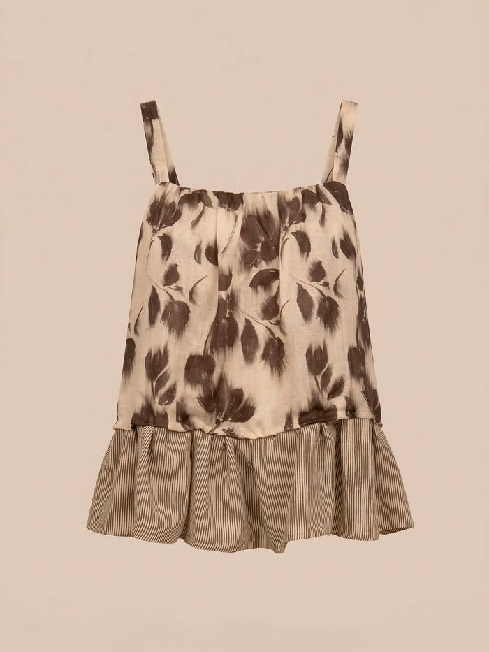 Bouquet Brown Flower Print Blouse