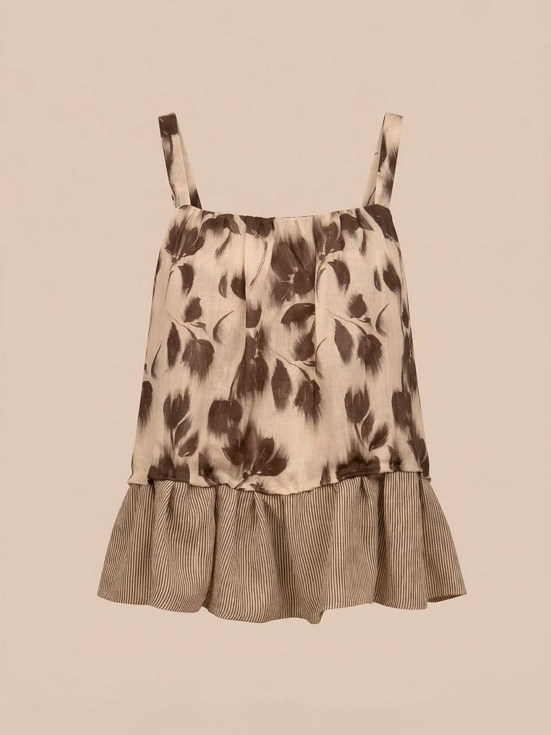 Bouquet Brown Flower Print Blouse