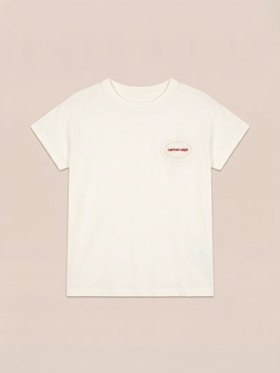 Carmen Patch Detail White T-Shirt