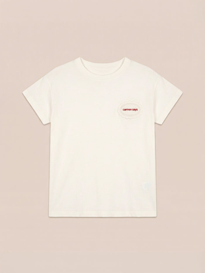 Carmen Patch Detail White T-Shirt 