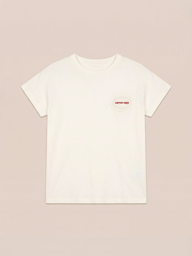 Carmen Patch Detail White T-Shirt