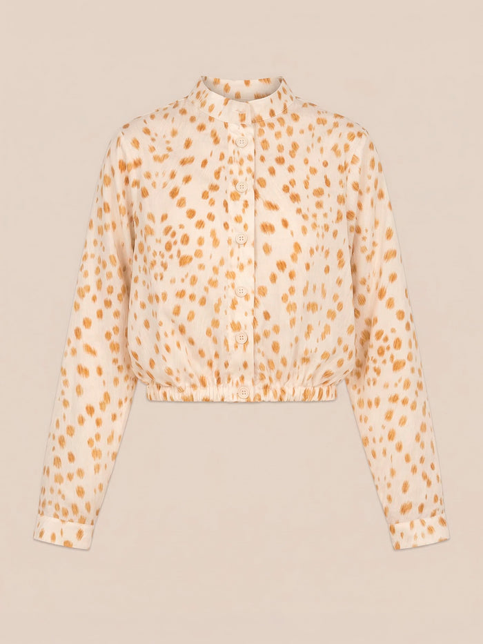Fawn Deer Print Balloon Shirt